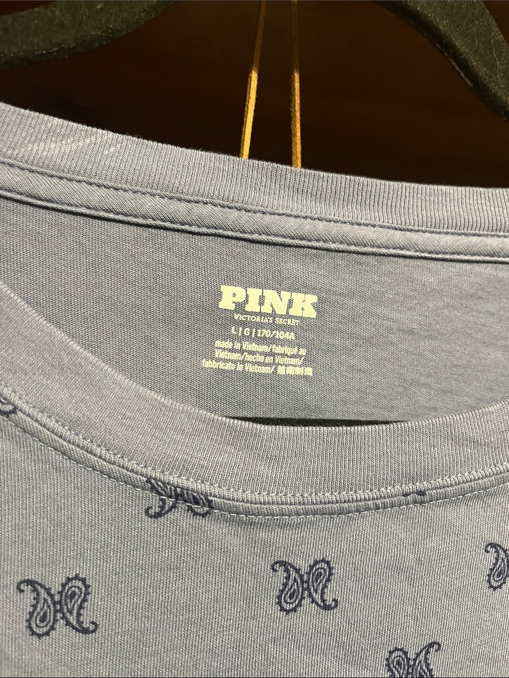 PINK Victoria's Secret Slate Blue Short Sleeve Tee with Micro Star Print - Picture 2 of 4